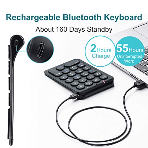 SANWA Bluetooth Numeric Keypad, Rechargeable Wireless Ten Key Number