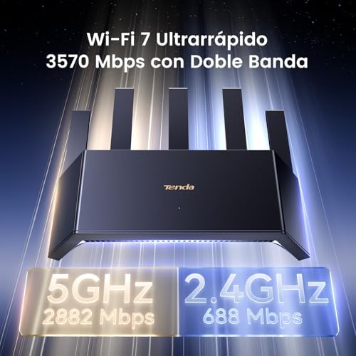[Nuevo] Tenda RE3L Wi-Fi 7 Router BE3600 de Doble Banda, WiFi Mesh, 3 x Puertos Gigabit WAN/LAN, 5 Antenas Verticales, 4K-QAM, MLO, NFC, VPN, WPA3, App Control