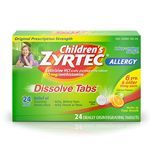 Children’s Zyrtec Allergy Relief Dissolve Tablets With Cetirizine, Citrus Flavored, 24 Count