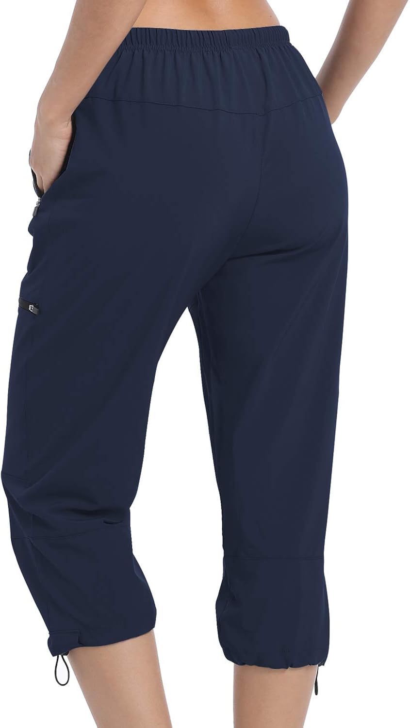 VAYAGER Women's Outdoor Hiking Capri Pants Loose-Fit Joggers Lightweight Cargo Pant with Zipper Pockets : Clothing