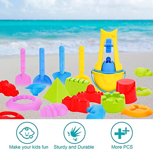 image for Young Choi's Kids Beach Sand Toy Mold Set with Reusable Backpack, Gree