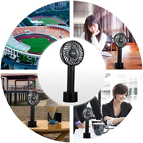 efluky Mini USB Portable Fan, Small Desk Fan, Personal Handheld Fan - Battery Operated Fan Removable 2600mAh Power Bank, 5 Speeds Adjustable, Black