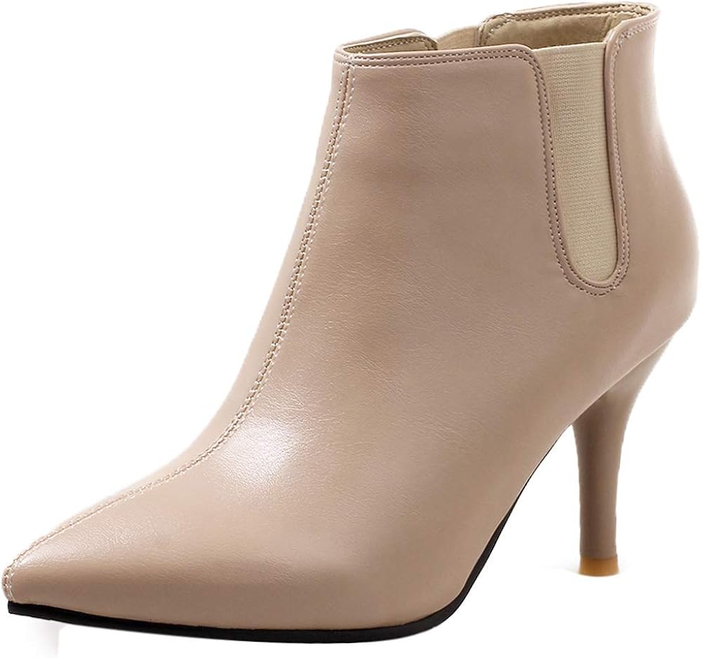 SUCREVEN Women Dress Booties High Heel Ankle Boots Pointed Toe Amazon