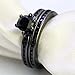 LOVERSRING Couple Ring Bridal Sets His Hers Women 18k Black Gold Plated Cz Men Titanium Wedding Ring Band Set