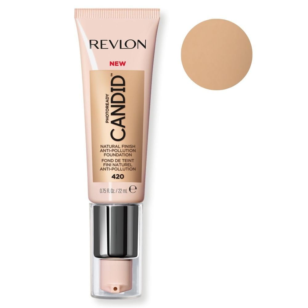 Revlon PhotoReady Candid Natural Finish Foundation with Anti Pollution Antioxidant Anti-Blue Light Ingredients 22ml, 420 Sun Beige, 1 Count