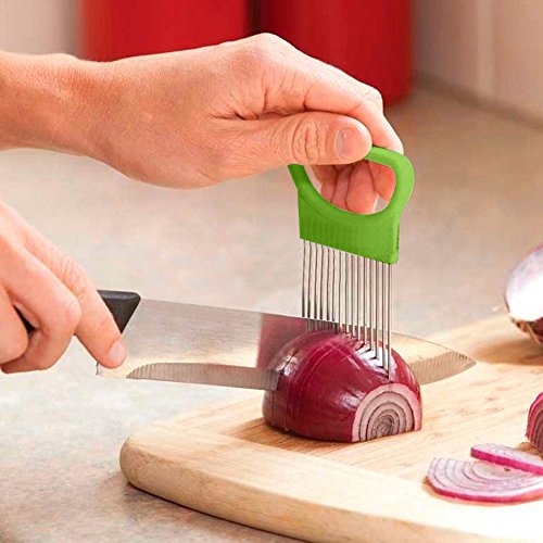 Fruit Vegetable Onion Tomato Holder Slicer Cutting Kitchen Favor Slicing Cutter Slicers (Green)
