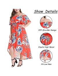 Vestido largo con volantes y hombros descubiertos con estampado floral para mujer