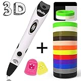 3D Pen with PLA Filament Refills - Dikale 07A【Newest Version】3D Drawing Printing Printer Pen Bonus 12 Colors 120 Feet PLA 250 Stencil eBook for Kids Adults Arts Crafts Model DIY, Non-Clogging