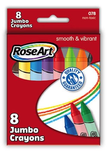 RoseArt Jumbo Crayons 8-Count Packaging May Vary (078VA-8)