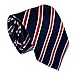 Secdtie Men's Classic Blue Red Striped Jacquard Woven Silk Tie Formal Necktie