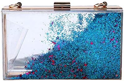 Women Girls Evening Party Acrylic Transparent Glitter Sequins Clutch Box Purse Bag Wedding Handbags