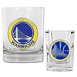 NBA Golden State Warriors Rocks Glass & Square Shot Glass Set - Primary Logo
