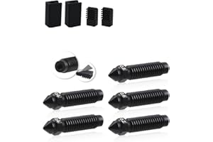 Manolindox 5Pack 0.2/0.8/0.6/0.4mm Hardened Steel Nozzles for Centauri Carbon, Support Hard Consumables and High-Temperature Consumables, with Silicone Socks Nozzle Brush and Kit Tools