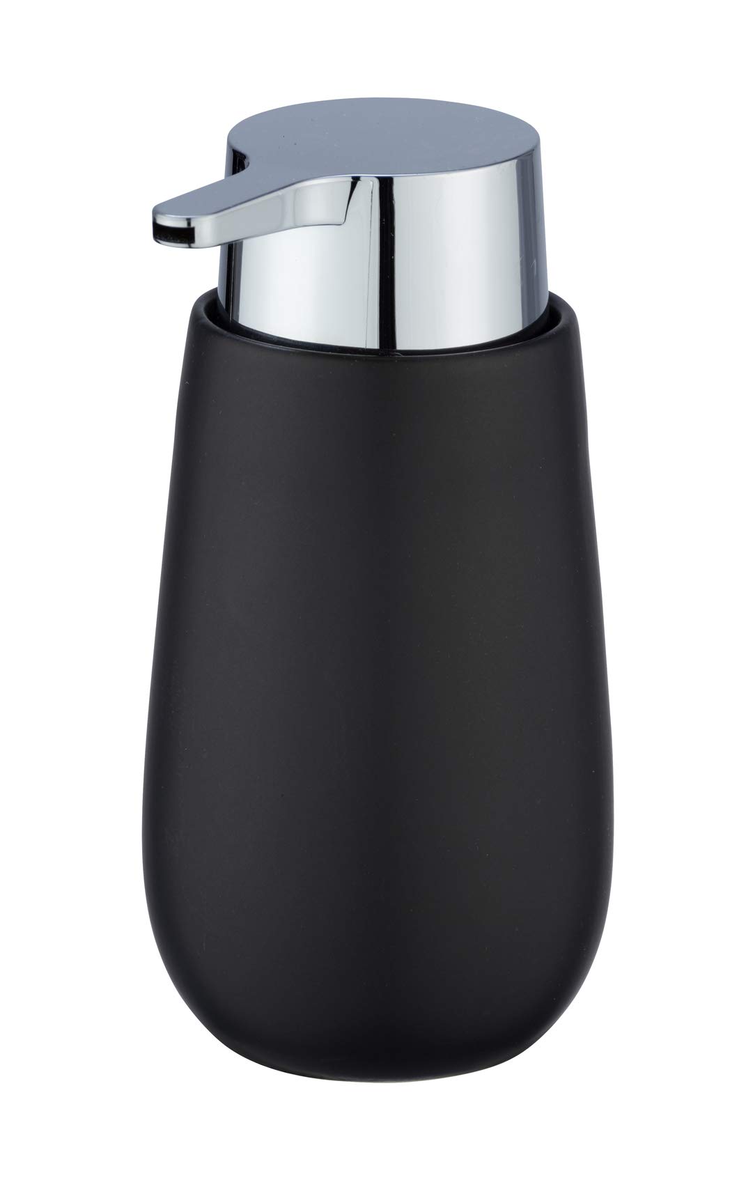 WENKO Badi Soap Dispenser, Capacity: 0.32 L, Ceramic, 9.5 x 16 x 8 cm, Black, 9, 5 x 16 x 8 cm