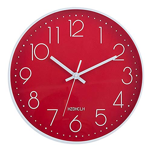 HZDHCLH Funk Wanduhr 30 cm Lautlose Wanduhr Ohne Tickgeräusche, Moderne Batteriebetriebene Uhr für Zuhause, Küche, Wohnzimmer, Büro, Wanddekoration (R