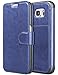 Samsung Galaxy S6 Leather Wallet Case with Credit Cards Slot and Metal Magnetic, TAKEN DIRECT Galaxy S 6 Plastic Flip Case/Cover, Vintage and Fashion, Durable and Shockproof Holster (Blue)