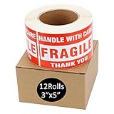 MFLABEL 12 Rolls 3"x5" Fragile Tapes Stamp - Handle