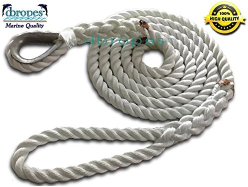 3 Strand Mooring Pendant Nylon Rope 3/4 X 12 Ft with Thimble