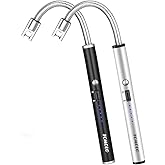 TOMOLO Electric Lighter Candle Lighter Rechargeable Grill Lighter Arc Lighter with Flexible Neck, Battery Display Safety Swit