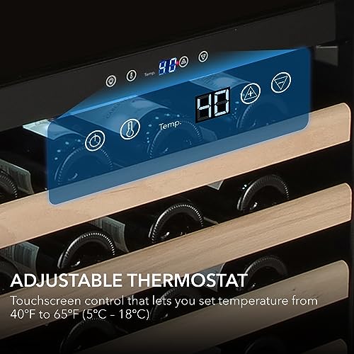 Whynter BWR-1662SD 166 Wine Bottle Built-in or Freestanding Stainless Steel Compressor Large Capacity Refrigerator Rack for Open LED Display, Black-166, Black