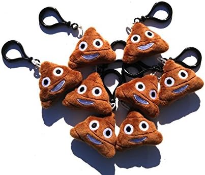 VividTek Poop Emoji Mini Plush Keychain Pack | Poo Emoticon Backpack Charms | Party Favors Supplies (8 Pack)