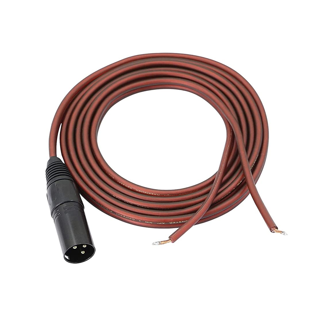 Gokoti XLR Speaker Wire, Speaker Bare Cable to XLR Plug, Gold Plated XLR 3 Pin Male Connector Replacement Audio Cable Open End
