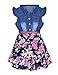 YJ.GWL Western Dress Girl, Denim Tops Flower Girl Dress, Princess Dresses for Girls, Girls Summer Dress Casual Outfits, Party Dresses Fashion Clothes for 7-8 Years