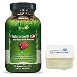 Irwin Naturals Testosterone UP RED with Nitric Oxide Booster Powerful 2-in-1 Formula Enhance Vitality and Performance 60-Liquid Soft-Gels Bundle with a Lumintrail Pill Case