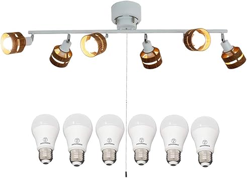 Amazon Co Jp Wedolighting 天井照明 スポットライト おしゃれ シーリングライト 6灯 8畳 10畳 プルスイッチ対応 Led電球付き ペンダントライト 間接照明 ナチュラル木目 Diy 工具 ガーデン