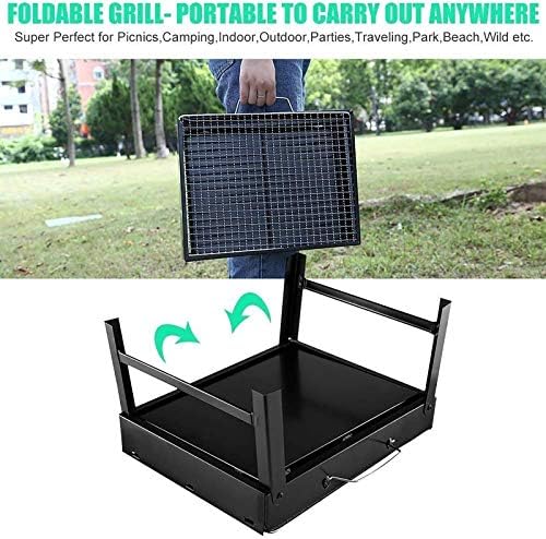 Uten Barbecue Portable en Acier Inoxydable à Charbon de Bois pour Barbecue ou Camping - Petit - Noir