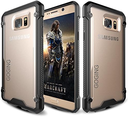 GOGING [Bumper Series] Crystal Clear PC Back + TPU Bumper Defender Protective Case Cover for Samsung Galaxy Note 5 -Retail Packaging (Black)