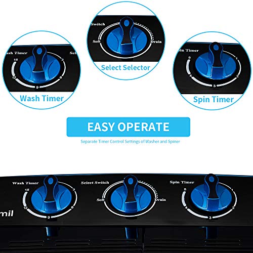 EROMMY Portable Mini Cloth Twin Tub Washing Machine Compact Washer w