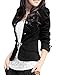 Allegra K Women Puff Sleeve Jacket Bow Pleated Back Slim OL Casual Peplum Blazer