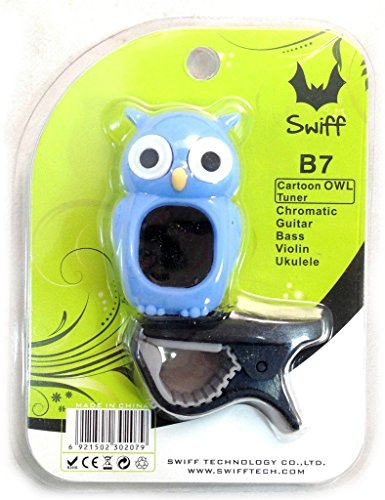 Swiff Cartoon Violin Tuner Clip on Owl (Owl, Blue)