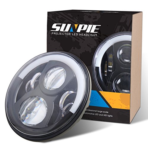 7″ Motorcycle Projector Daymaker LED Light Bulb Headlight Halo for Harley Davidson Headlamp Projection Spot Driving LightDRL