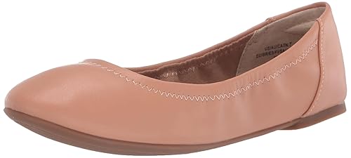 Amazon Essentials Women's Belice Slip On Ballet Flat, Light Camel, 14 Wide