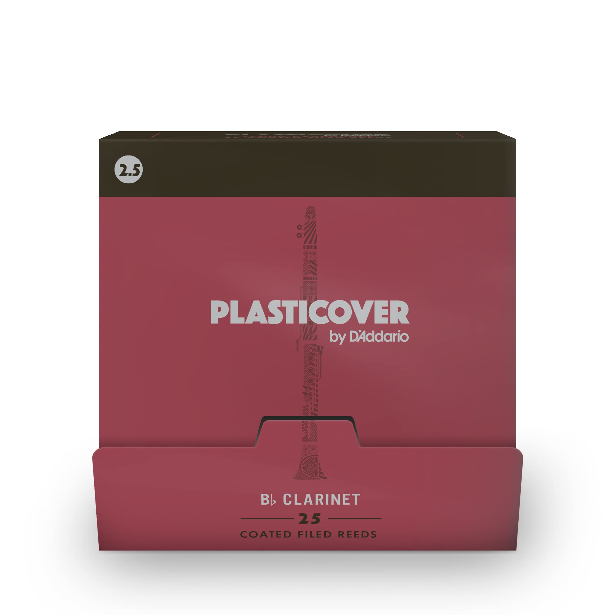 D'Addario Plasticover Bb Clarinet Reeds, Strength 2.5, 25-Pack