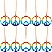 10 Pieces Rainbow Peace Sign Pedant Necklace Set 1960's Hippie Accessories for Women Men