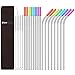 StrawExpert Reusable Stainless Steel Straws Long Drinking Metal Straws for Drinks Fit 30 oz 20 oz Tumbler with Silicone Tips,Case,Cleaning Brush Dishwasher Safe (10.5 inches,8 Straight+8 Bent)