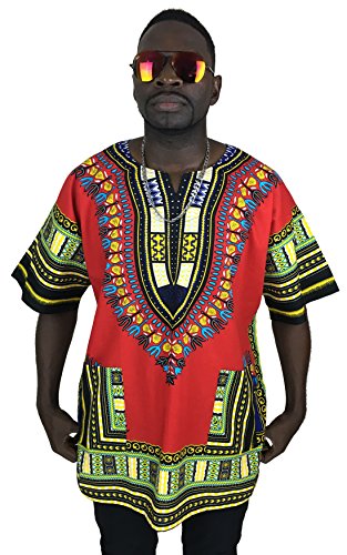 Vipada's Dashiki Shirt African Top Men's Dashiki Red L