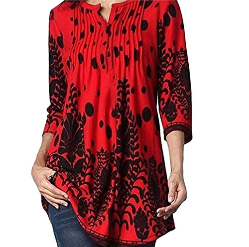 GOVOW Womens 3/4 Sleeve Roundneck Floral Shirts