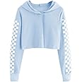 Imily Bela Kids Crop Tops Girls Hoodies Cute Plaid Long Sleeve Fashion Sweatshirts