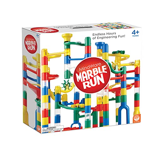 MindWare Marble Run: 123 Piece Set (103 Durable Pieces and 20 Marbles) STEM Building Set for Kids