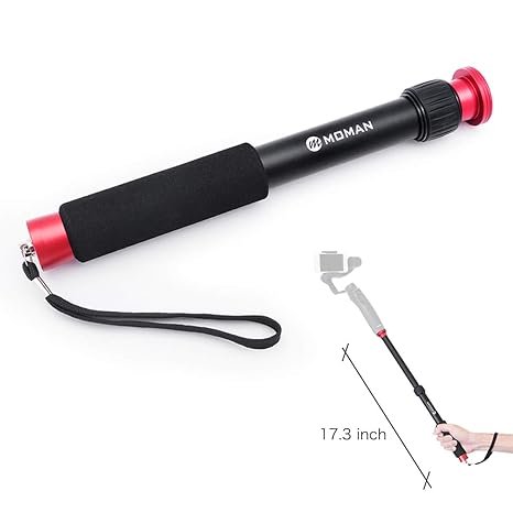 Moman Verlängerungsstange Einziehbar 26,5-44cm mit 1/4 und 3/8 Schraube Teleskopstange Verlängerungsstab für Smartphone GoPro
