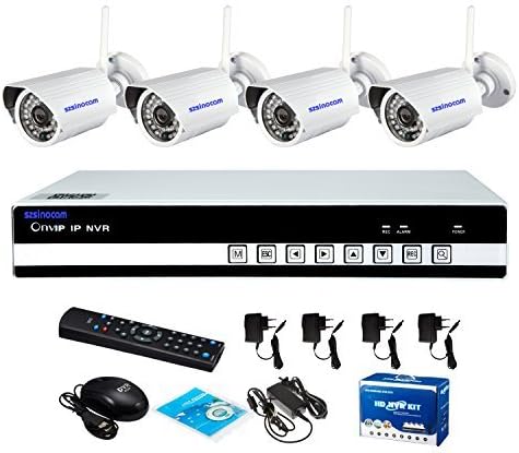 sinocam nvr 4ch H,264 Wireless 1.0mp 4 x 3.6 MM Day Night Vision IP Camera Weather P2P), motion detection