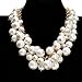 Jerollin Fashion Gold Tone Chain White Simulated Pearl Beads Cluster Choker Statement Necklace