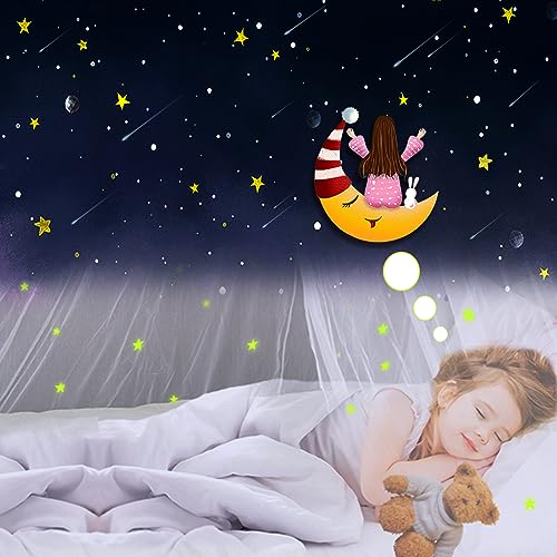 South to East Bed Canopy with Glow in the Dark Stars, Children, White | Mosquito net for baby, kids, boys, girls, girls. Cot canopy for baby and child, oulit girl bed full size