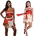Goodsaleok Women Moana Cosplay Costume Polynesia princess Dress Outfit For Halloween Party, Adult L