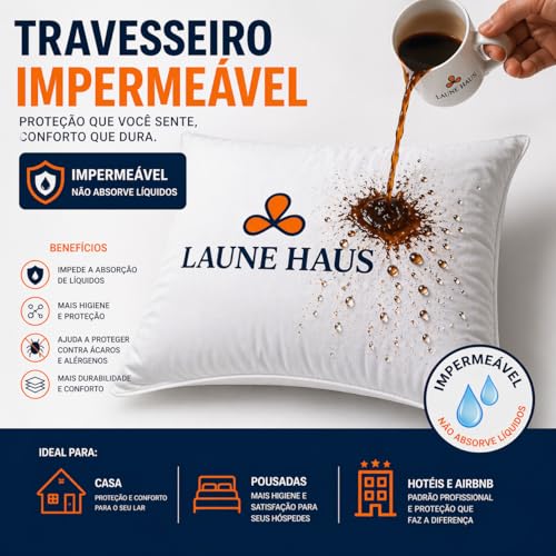 Kit 02 Travesseiros Ipermeavel 400 Fios Suporte Extra Firme Percal Linha Hotel Airbnb Laune Haus