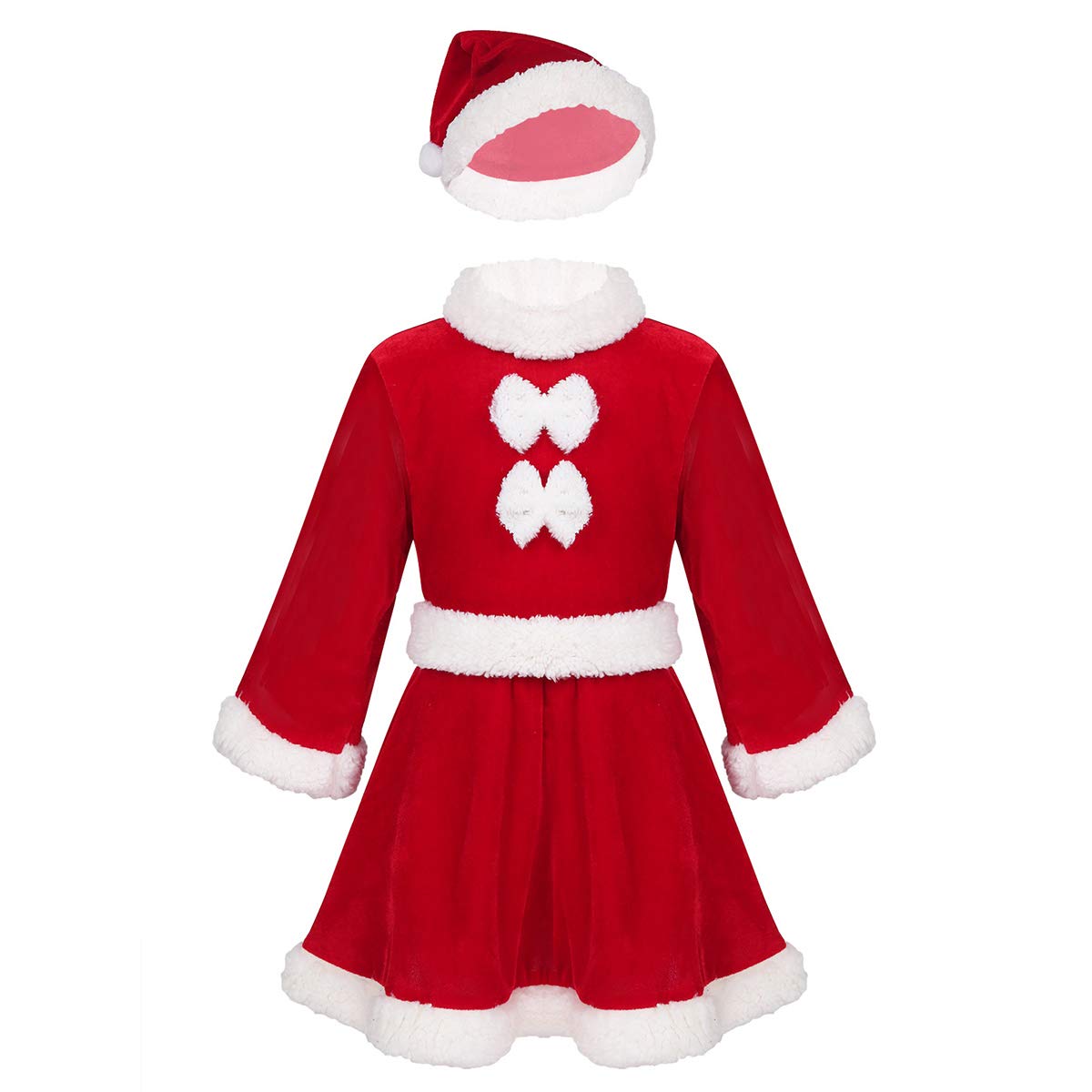 Zaldita Kids Boys Girls Santa Claus Costume Christmas Velvet Long Sleeve Sequins Fur Dress Ice Skating Dress Girls Red 12-18 Months